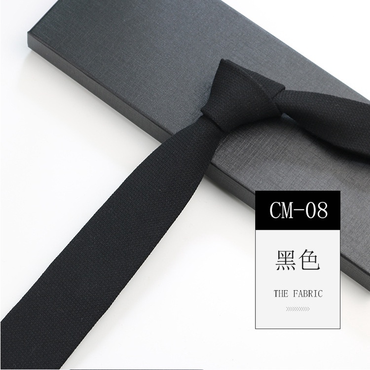 Cà Vạt Cotton Bản Hẹp 6cm Màu Đen Trơn Đơn Giản Phong Cách Hàn Quốc 24H