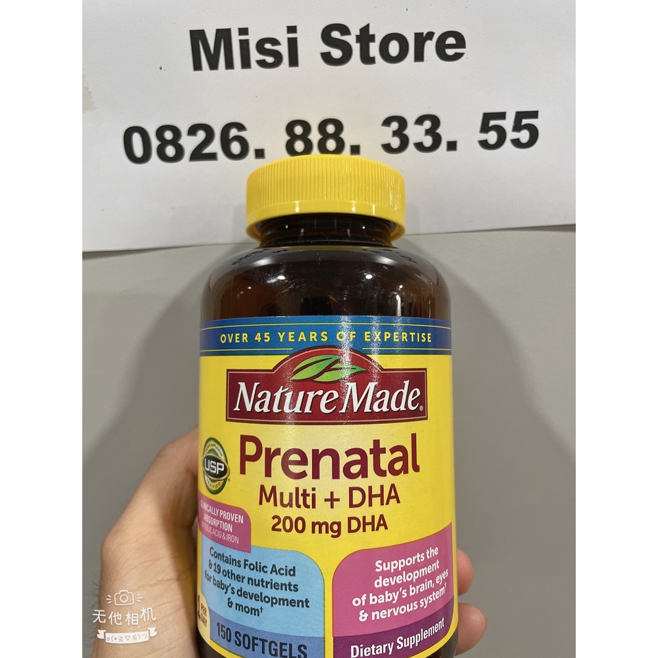 Vitamin tổng hợp bầu Mỹ Prenatal + DHA 200ml Nature Made, 150 viên