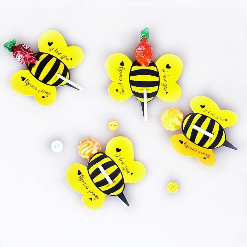 Set 50 Thẻ Kẹo Mút Chủ Đề Côn Trùng Bọ Rùa Bướm Quà Tặng Sinh Nhật Cho Bé