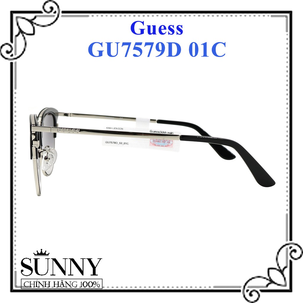 GU7579D 01C - kính mát Guess chính hãng Italy, sp kèm tem thẻ bảo hành toàn quốc, thiết kế dễ đeo bảo vệ mắt