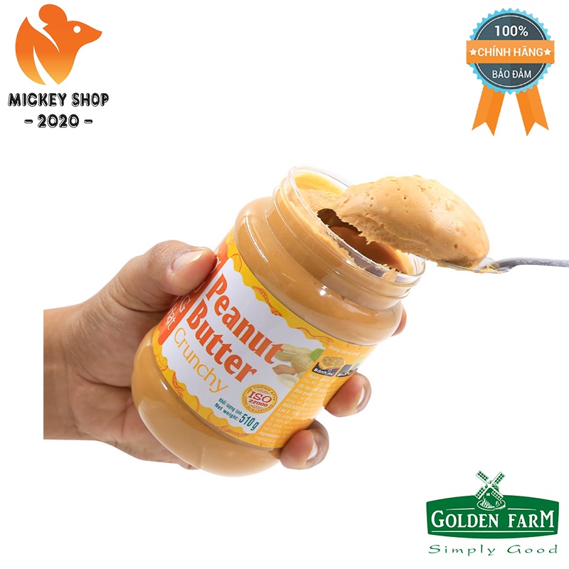 [ BÁN CHẠY ] Bơ Đậu Phộng Hạt Peanut Butter Crunchy Golden Farm 170g, 340g, 510g