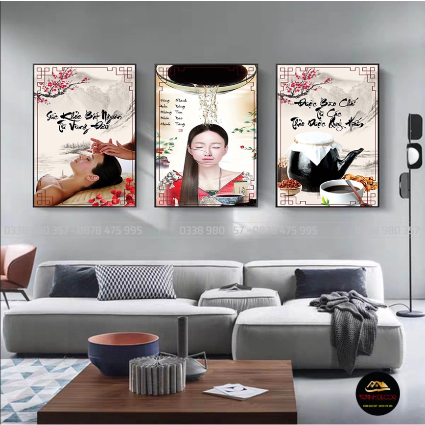 GIÁ XƯỞNG] TRANH SPA DƯỠNG SINH TREO TƯỜNG & DÁN TƯỜNG BỘ 3 TRANH 40*60*3