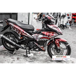 Tem trùm exciter 150 cá mập đỏ trắng rỉ sét shark, độ team decal xe ex dán đời 2015-2020