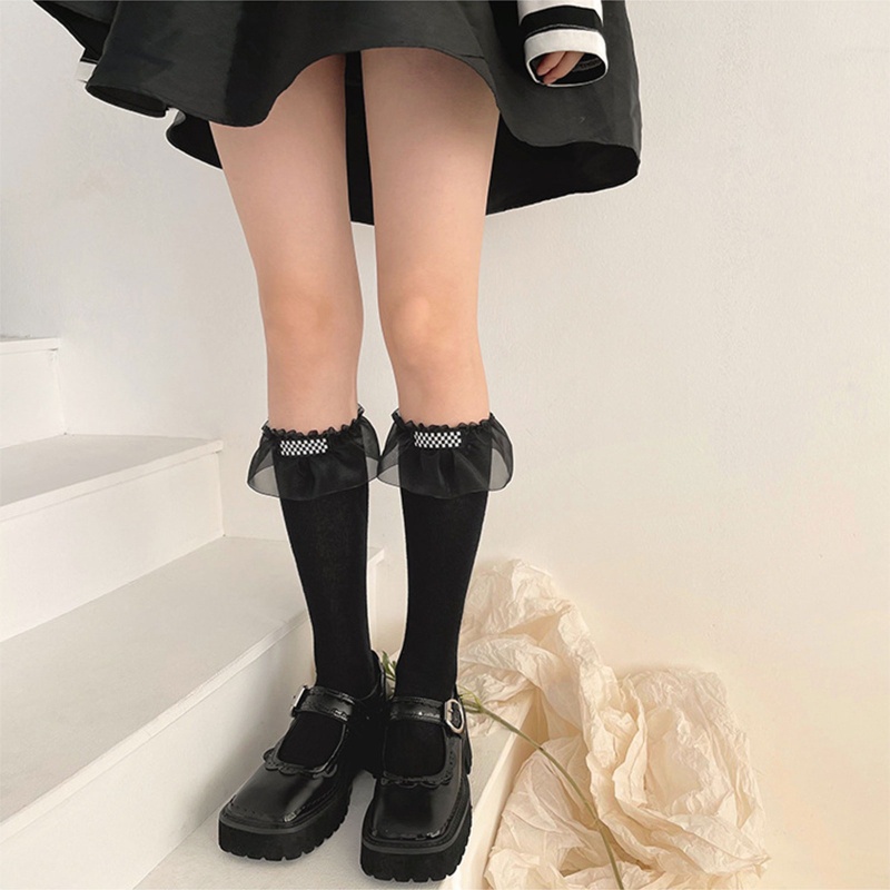 Xiangbao Vớ Cotton Phối Ren Xù Phong Cách Lolita Nhật Bản Harajuku Ngọt Ngào