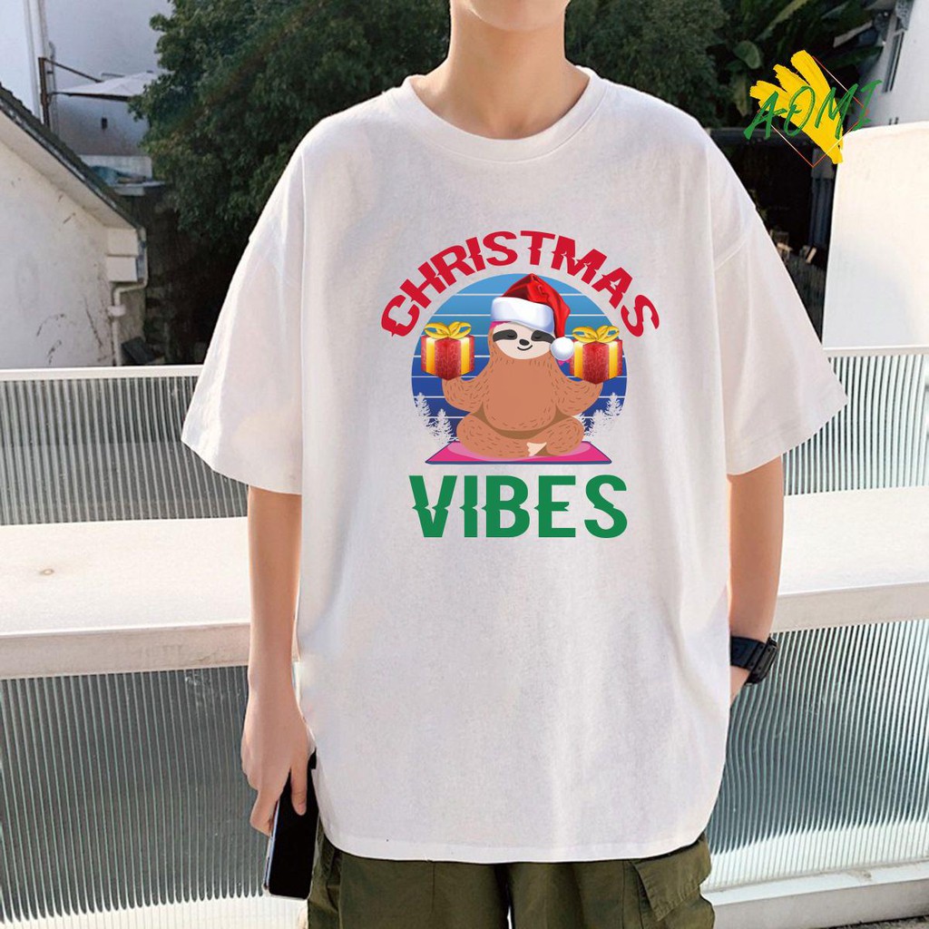 ÁO THUN UNISEX AOMI CHRISTMAS VIBES TAY NGẮN TAY LỠ NAM NỮ CHẤT VẢI LOẠI MỘT