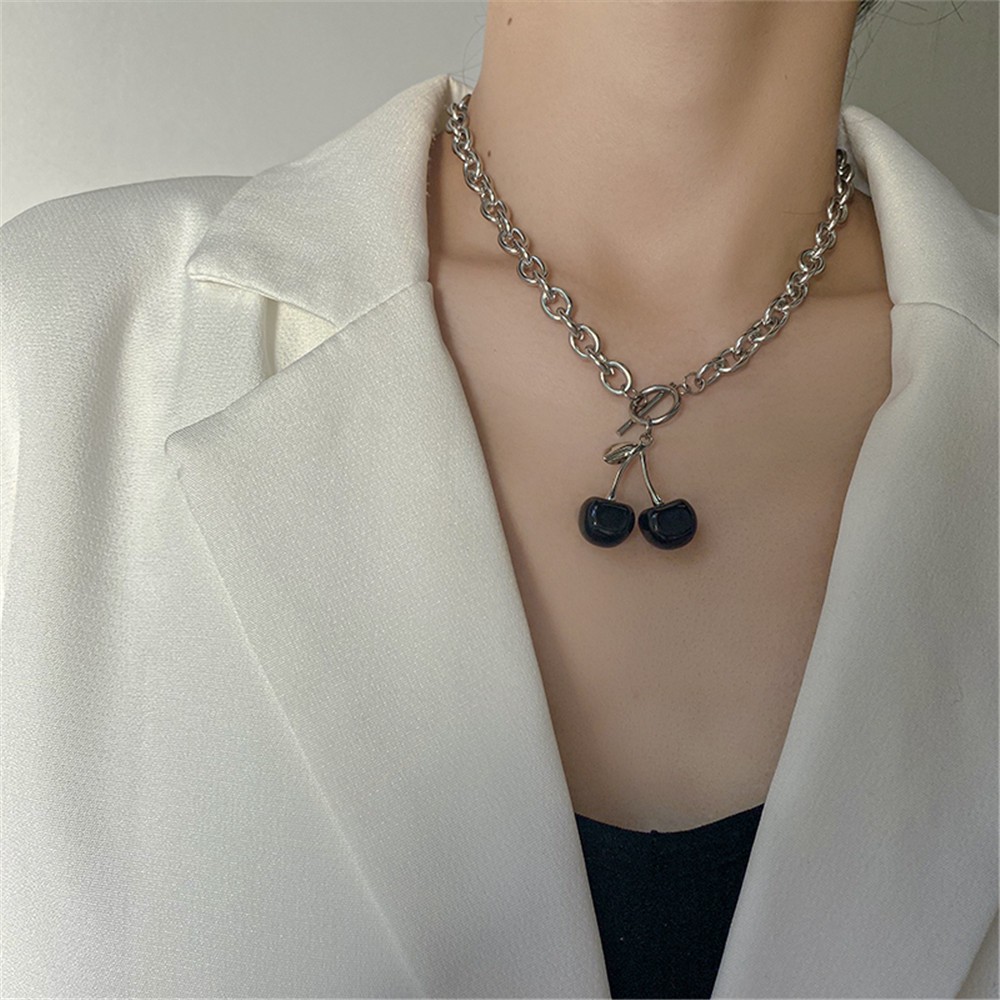 Dây chuyền dây xích mặt hình trái cherry thời trang cho nữ