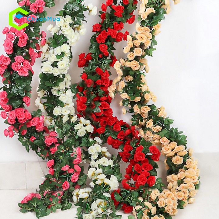 Dây hoa hồng 69 bông dài 1M8 trang trí tiệc - GDA172