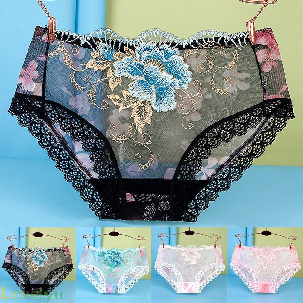 Plus Women-Sexy Lace Seamless Underwear Skin-Friendly Transparent Briefs Panties@New