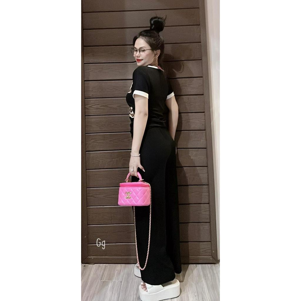 sét bộ gân xuông dài phối áo in gấu chạy viền hot