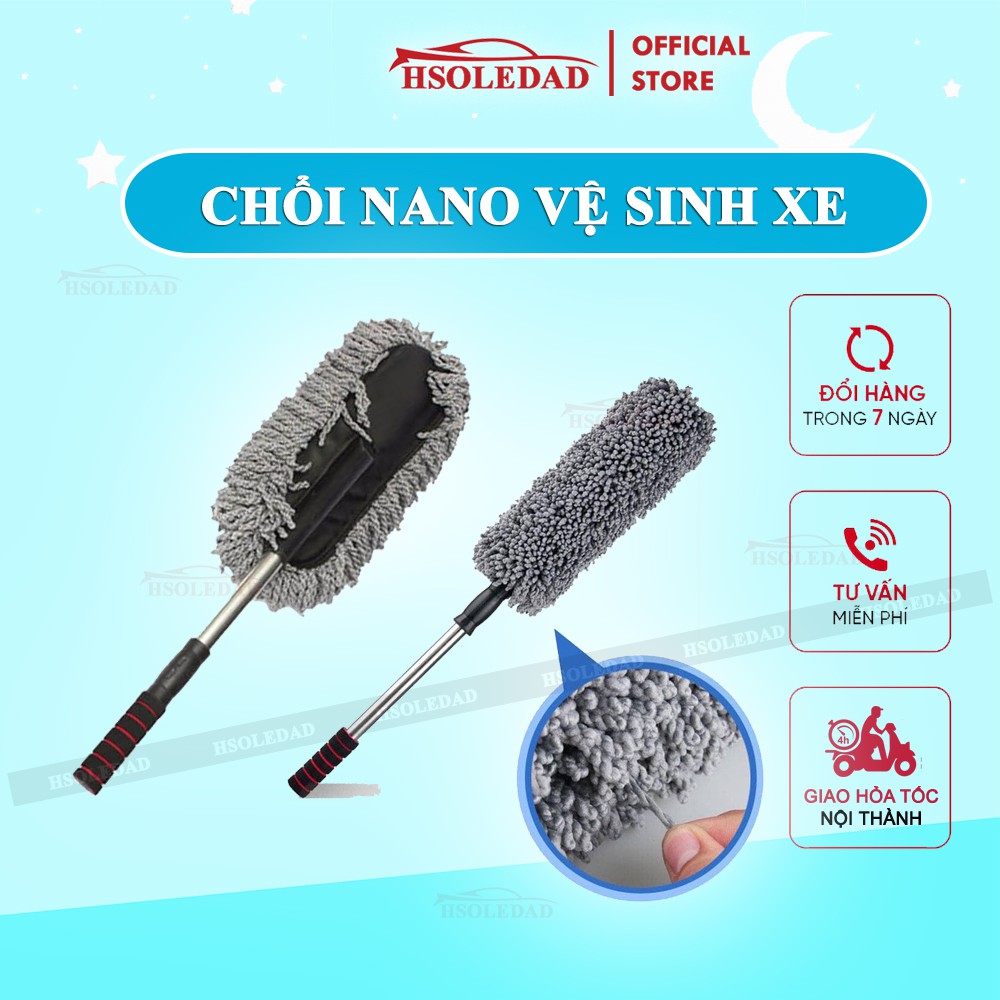 Kho sỉ chổi lau rửa ô tô loại tròn chuyên dụng - cán kéo dài