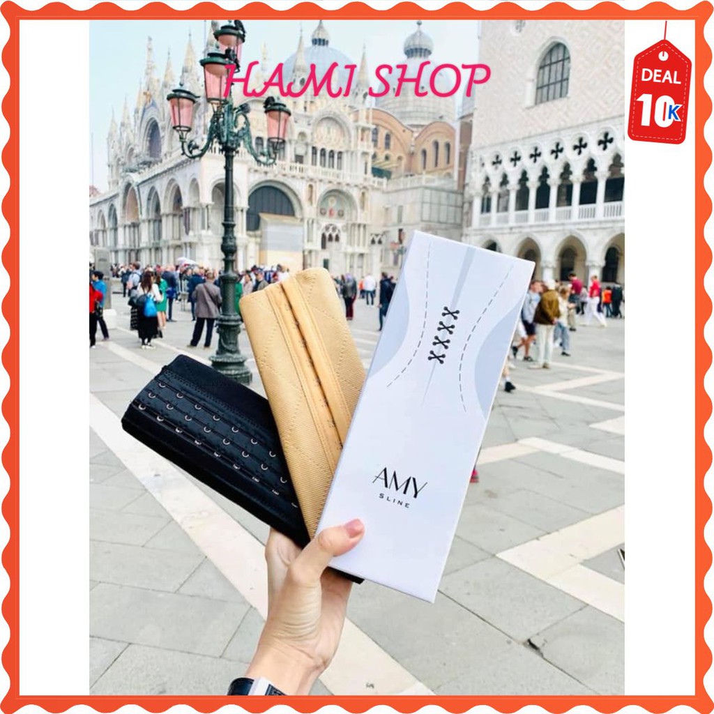Đai nịt bụng giảm mỡ Amy Sline quấn bụng định hình, siết eo tương thích với mẹ bỉm sau sinh 24cm màu đen nude