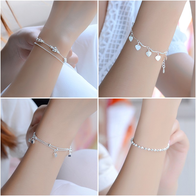 Lắc tay/lắc chân mạ bạc 925 thời trang tùy chọn