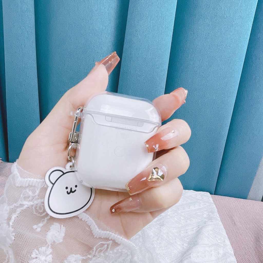 Vỏ Bảo Vệ Hộp Sạc Tai Nghe AirPods3 AirPods3 AirPods2gen Màu Trong Suốt Họa Tiết Đầu Gấu Dễ Thương Ốp