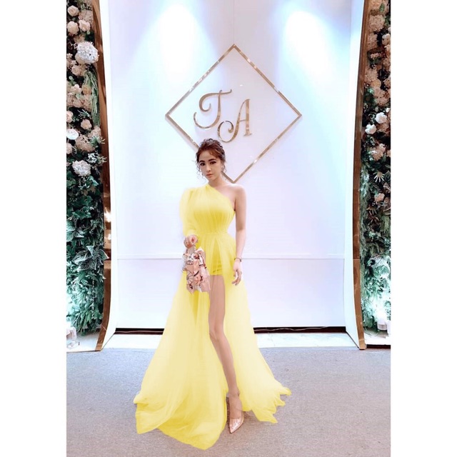 ( VIDEO &amp; ẢNH THẬT 10000%) ĐẦM MAXI LỆCH VAI ĐÍNH NGỌC EO