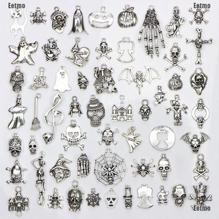 (Eetmo) 60Pcs/Set Bulk Lots Tibetan Silver Mix Halloween Pendants Charms Jewelry Gift