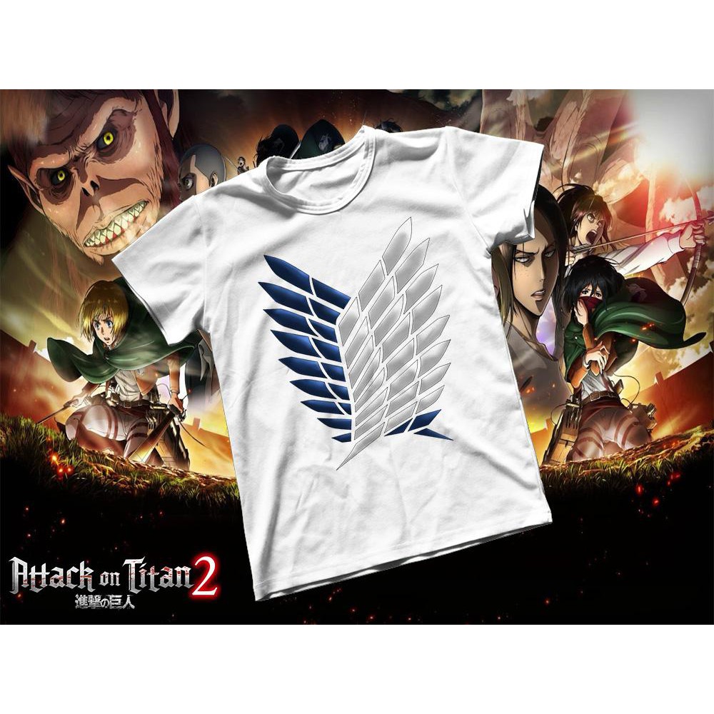 Áo thun Cotton Unisex - Anime - Attack on Titan - Biểu tượng cánh chim tự do
