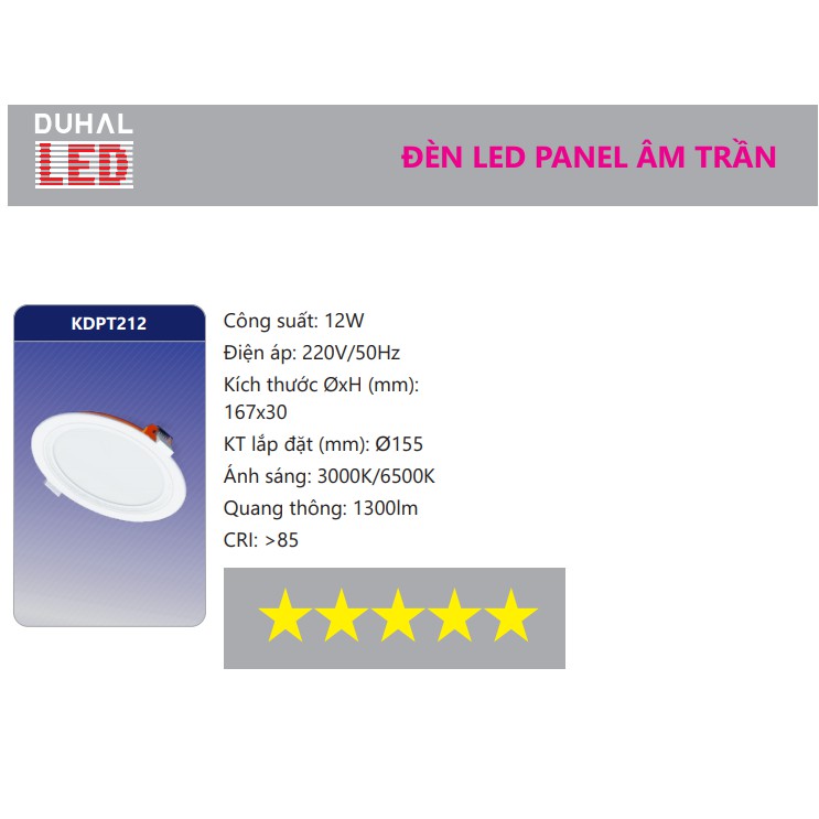 Đèn led âm trần Panel Duhal 7W 9W 12W 15W 18W