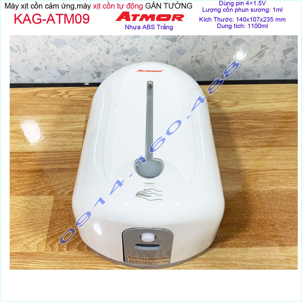 Máy xịt cồn cảm ứng Atmor KAG-ATM09, Máy phun cồn tự động 1.1 lít dùng pin cao cấp