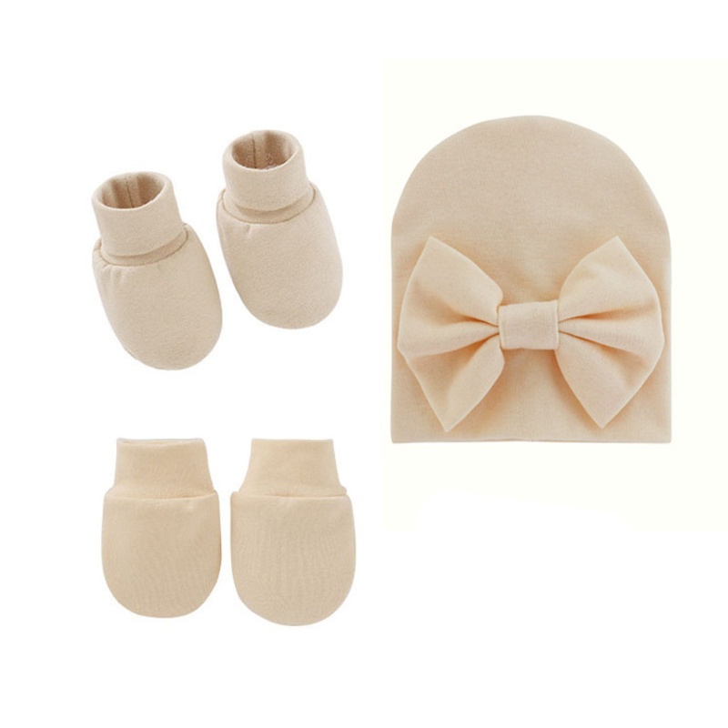 Mũ Beanie Cotton Kèm Dây Cột Nơ Đáng Yêu Cho Bé Gái 0-6 Tháng Tuổi