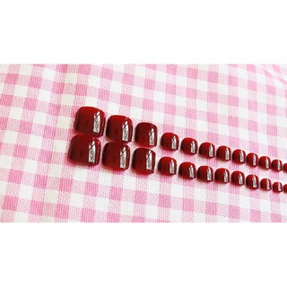 Bộ 24 Móng Chân Giả đỏ cherry đẹp  (keo dán )