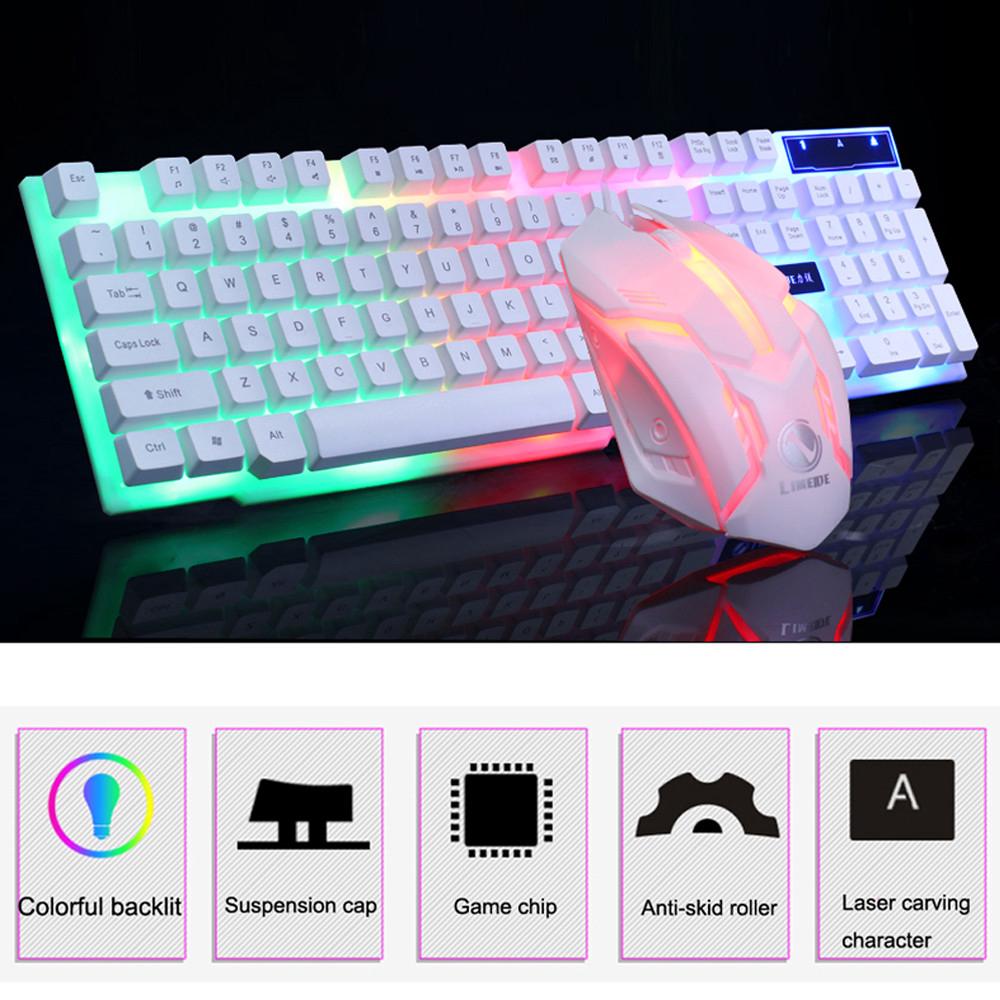 Bộ bàn phím và chuột chơi game có dây đèn led nhiều màu