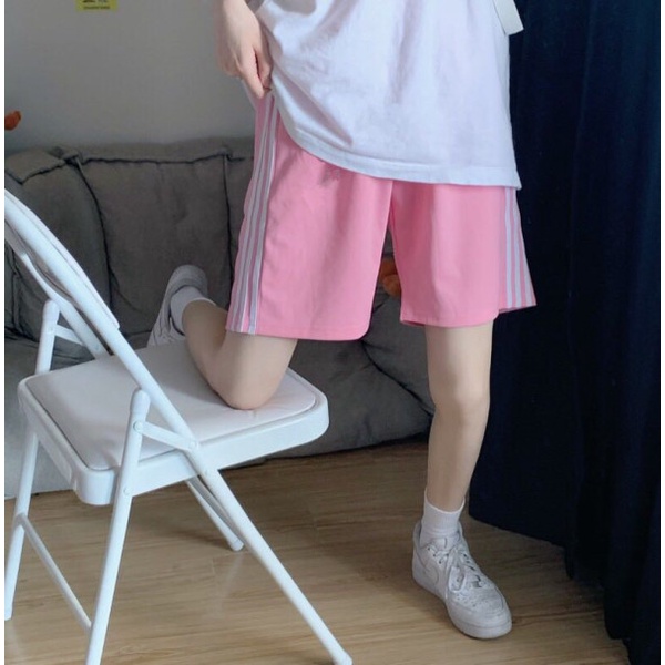 NRVP Quần short thể thao ống rộng họa tiết kẻ sọc phong cách Hàn Quốc thời trang cho nữ