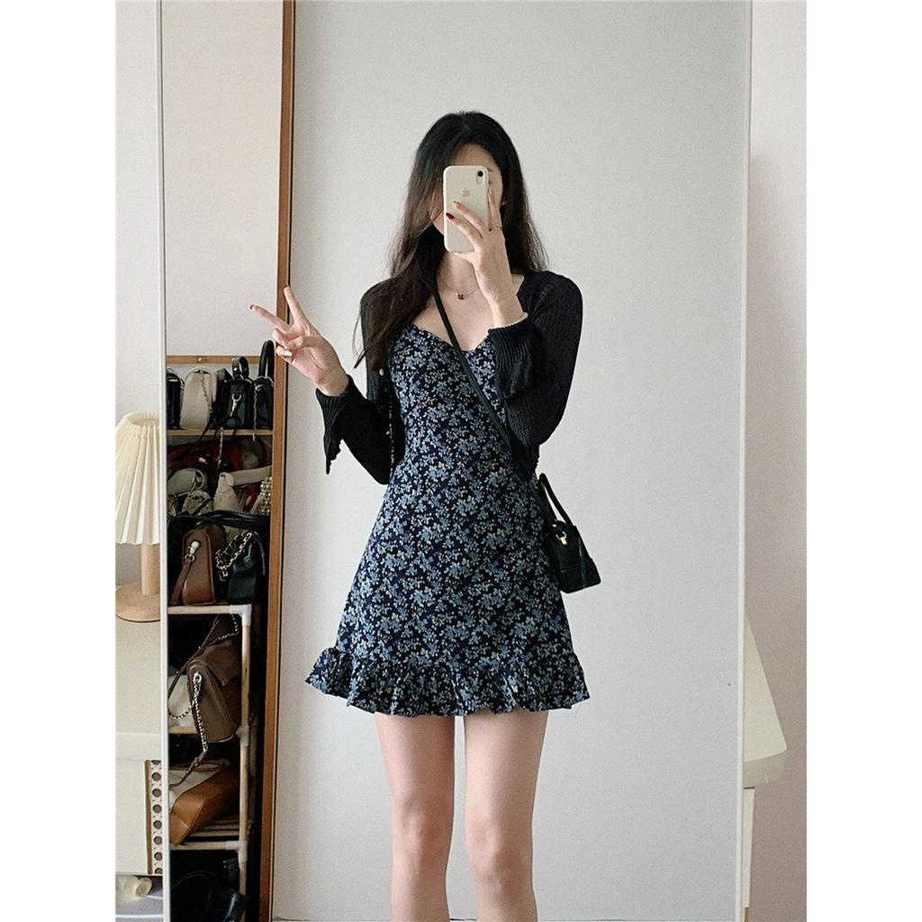 Đầm Hoa Hai Dây Dáng Ngắn Phong Cách Hàn Quốc Sành Điệu 64103