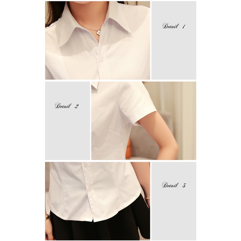 Áo sơ-mi màu trơn cổ chữ V chất cotton mềm mại trẻ trung cho nữ