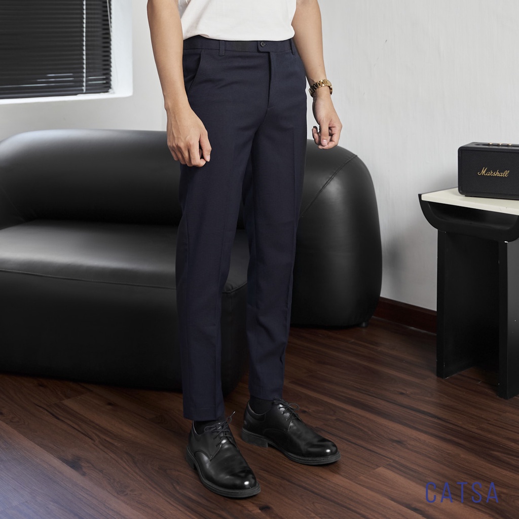 Quần tây nam xanh đen cao cấp, quần âu chất vải mềm mại, mặc thoải mái CATSA QTD069