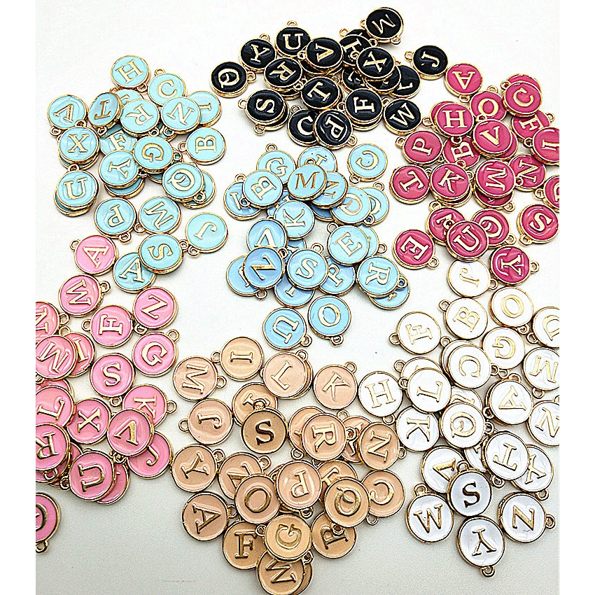 Bộ 26 mặt dây chuyền hình chữ cái từ a - z nhiều màu tùy chọn xinh xắn