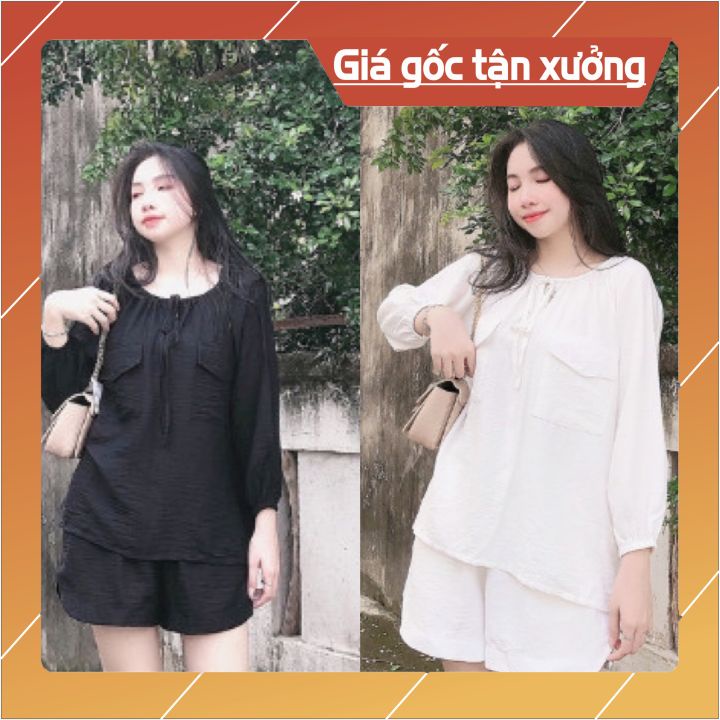 Set Đồ Nữ Đũi Tay Dài Túi Hộp Xinh Xắn Shop Chu