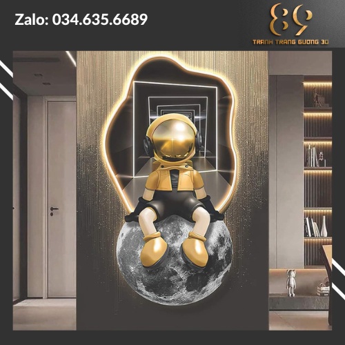 KT 60x90cm, Tranh Tráng Gương Gấu Phi Hành Gia/ Bearbrick/ Tranh Treo Tường /Game/ Gaming / RObot /Tranh Trang Gương
