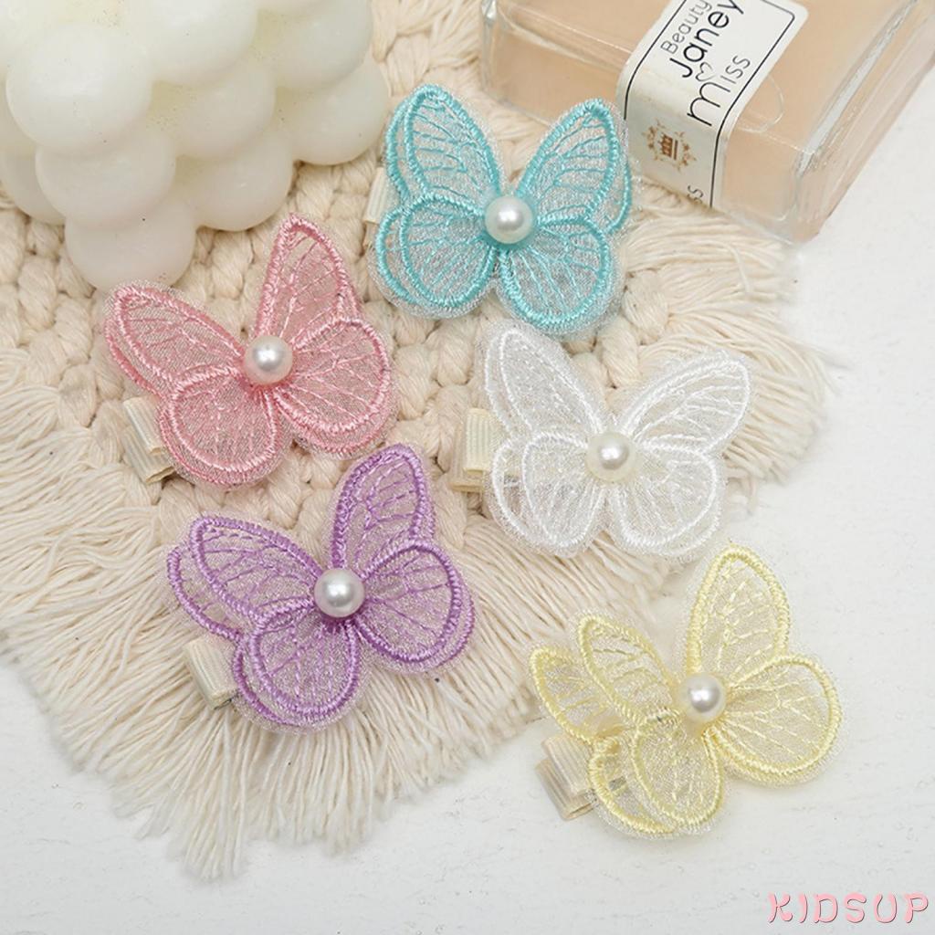 Kẹp tóc hình bươm bướm đính ngọc trai xinh xắn dễ thương cho bé gái