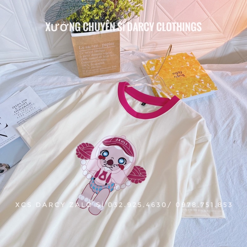 Áo thun phối cổ màu hồng sen ✨ FREESHIP ✨ áo thun cotton 4 chiều