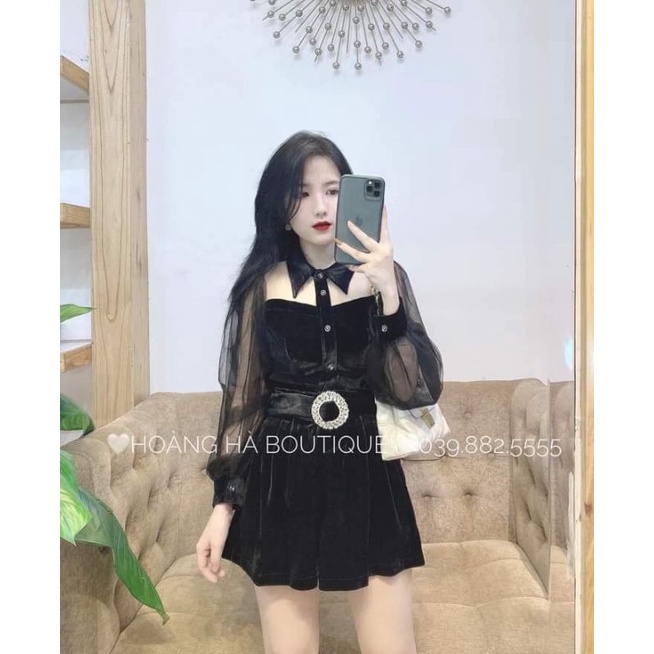 Áo sơ mi nhung pha tay voan ms110 | BigBuy360 - bigbuy360.vn