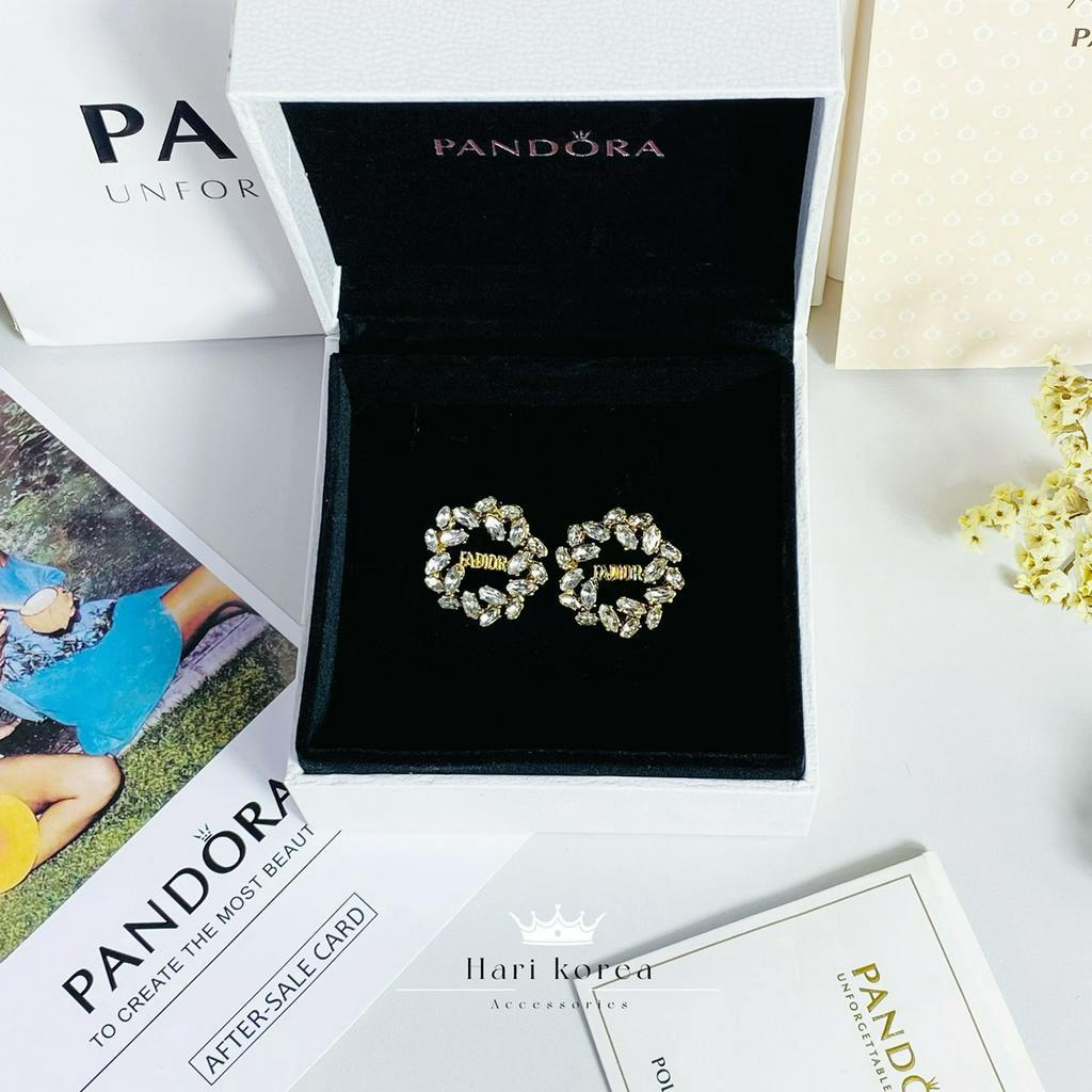 Bông tai jadior tròn đính đá, khuyên tai nữ thời trang cao cấp, phụ kiện trang sức nữ Hari korea accessories