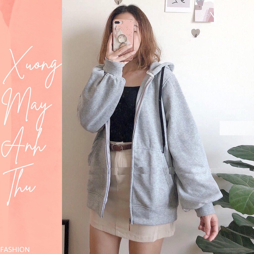 ( SLN 10 ) ( SLN 10 ) Áo khoác nỉ ngoại hoodie zip Unisex - Jacket thun tay dài oversize có mũ dáng suông basic ulzzang 