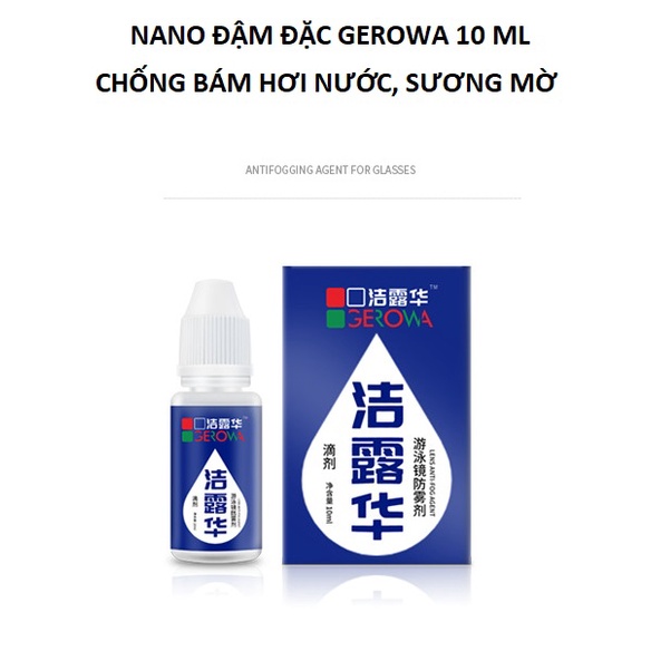 Dung dịch nano đậm đặc chống bám hơi nước, sương mờ Gerowa loại 10 ml - [Tặng kèm khăn lau kính]