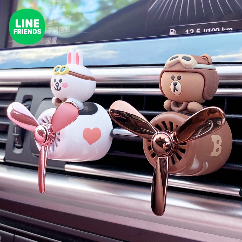 Line Friends Quạt khuếch tán nước hoa hình gấu nâu hoạt hình gắn lỗ thông gió xe hơi