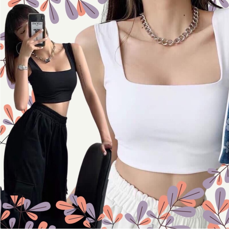 Áo Croptop dáng bra 2 dây bản to quyến rũ chất bozip 1 lớp thoáng mát phối blazer cardigan đồ tập gym thời trang
