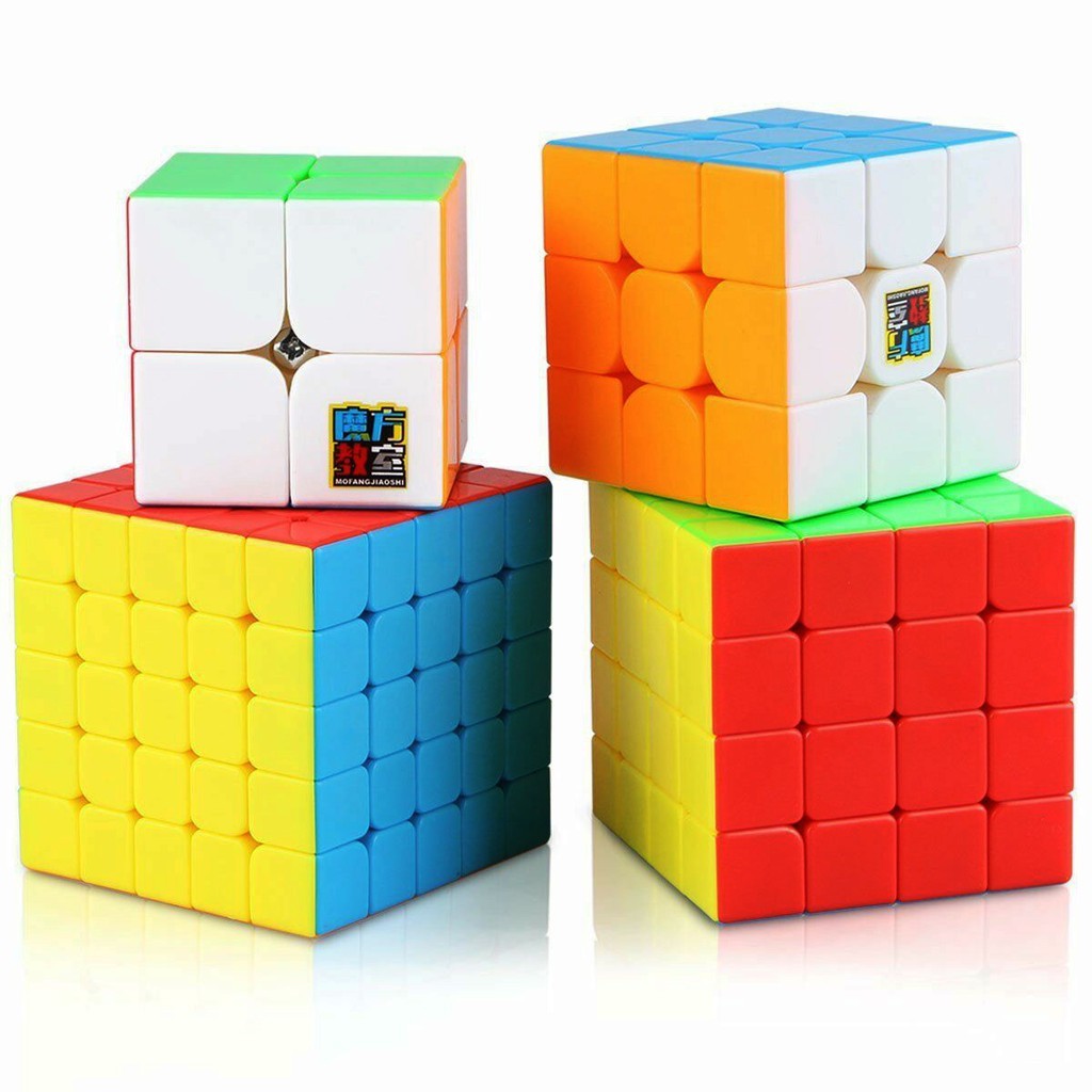 Combo 4 Khối Rubik Gift Box 2x2 3x3 4x4 5x5 Stickerless