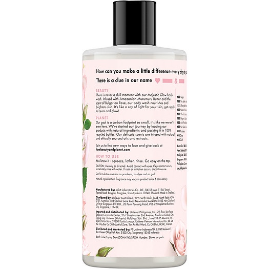 Sữa Tắm Làm Sáng Da Love Beauty And Planet Majestic Glow Tinh Dầu Hoa Hồng 100% Bulgaria 400ml | BigBuy360 - bigbuy360.vn