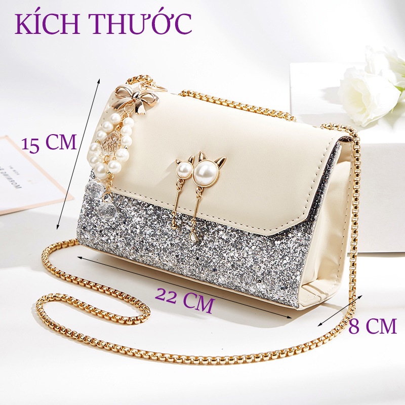 Túi Đeo Chéo Nữ Da Mềm Dễ Thương Cú Đôi T37 Vàng