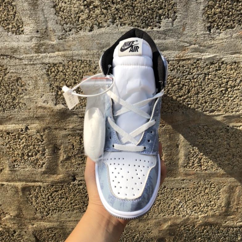 👟giaynambac👟Giày thể thao Jordan 1 High Hyper Royal xanh nỉ, Giày sneaker JD1 xanh, Jodan Xanh loang nỉ cổ cao siêu hot