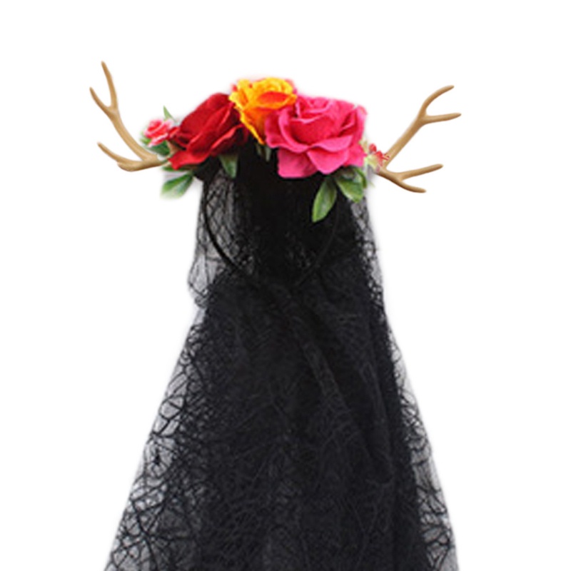 Băng Đô Cài Tóc Phối Ren Hoa Hồng Thời Trang Cho Nữ