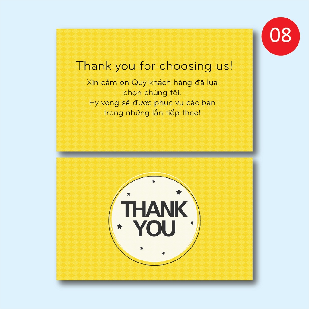Combo 100 Thiệp cảm ơn, Card thank you cho shop online