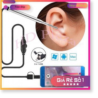 Camera Nội Soi Tai Siêu Nét Đi Kèm Bộ Đầu Lấy Ráy - Thiết Kế Thông Minh, Nhỏ Gọn, Chống Nước