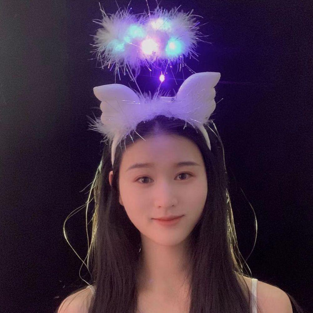 Băng Đô Cài Tóc Bằng Vải Bông Chống Trượt Có Đèn Dành Cho Nữ