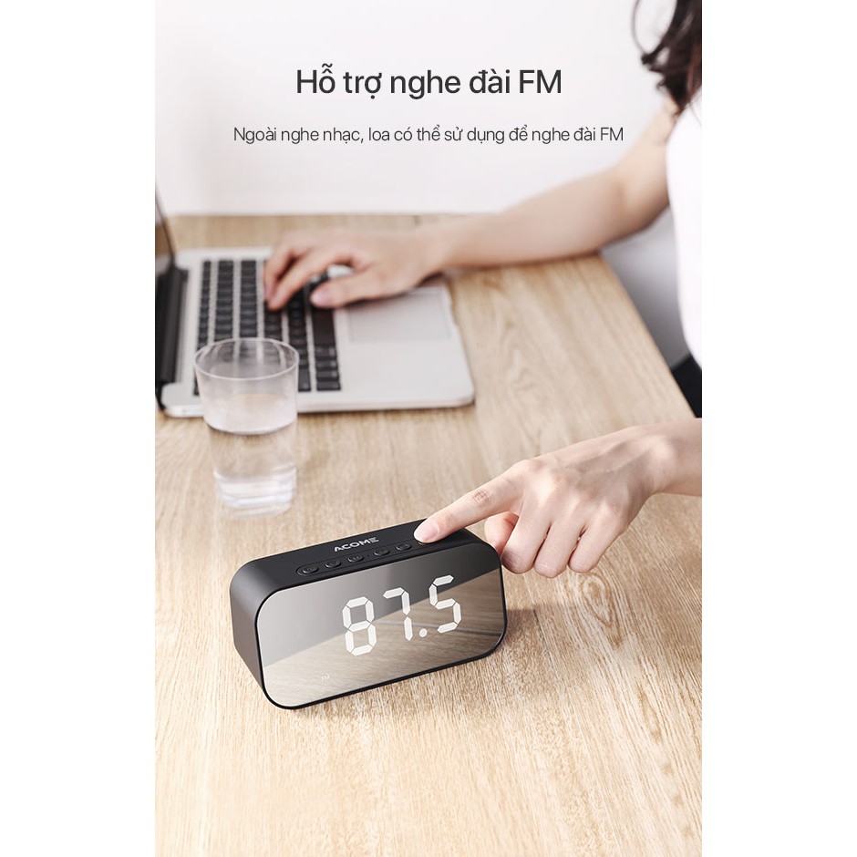 Loa Bluetooth Đa Năng ACOME A5 5W Màn Hình LED Đồng Hồ Báo Thức Hỗ Trợ Thẻ Nhớ & Nghe FM Hàng Bảo Hành Chính Hãng