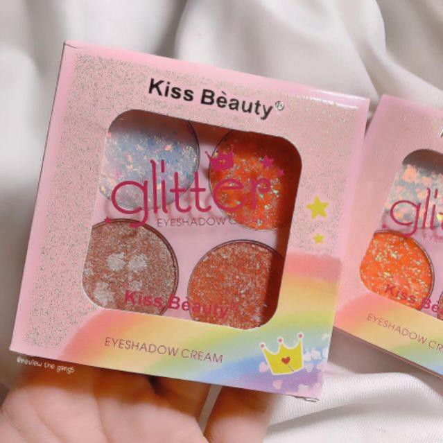 [Nhập NCAK7 Giảm 5%] Nhủ mắt kim tuyến 4 ô Glitter Kiss Beauty